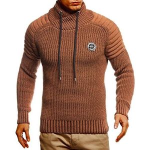 Leif Nelson Gebreide trui voor heren met sjaalkraag, hoogwaardige wintertrui in regular fit, ideaal voor casual en zakelijke looks, verkrijgbaar in verschillende maten en kleuren, camel, S
