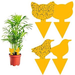 Plant Vliegenvangers, Vegena 60 Stuks Kleverige Vliegenvallen, Gele Borden Val, Sticky Board Dubbelzijdig voor Vliegende Insecten,Fruitvliegjes,Muggen op Balkon of Tuin (2 Vormen)