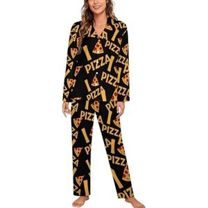 I Love Pizza Pyjama Sets met lange mouwen voor vrouwen Klassieke Nachtkleding Nachtkleding Zachte Pjs Lounge Sets