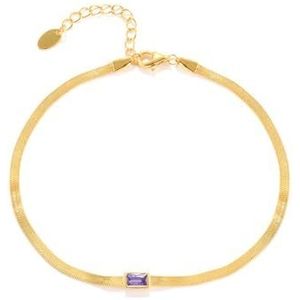 S925 sterling zilveren armband for dames met paarse diamant en groene diamant platte slangenarmband sieraden(Style:Purple Diamond)