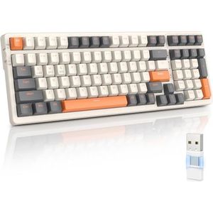 MAGIC-REFINER RK96 Draadloos Toetsenbord, 80% Mechanisch Gaming Toetsenbord, Bluetooth 5.0/2.4GHz Dual-mode, Compacte 100 toetsen, Hot Swappable Rode Schakelaar, voor PC/MAC/Tablet/Smartphone