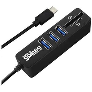 5/8 poorten USB 2.0 HUB SD/TF-kaartlezeradapter Multi USB 2.0 splitter USB Hub 2.0 Meerdere uitbreidingsschakelaar Hub Dockingstations(Black TYPE-C 5-Port)