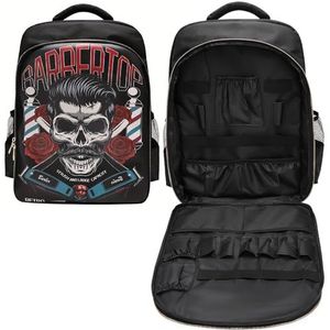 BARBERPLAN Grote Organizer voor Kappers Clippers en Benodigdheden Draagbare Haarstylist Clipper Rugzak, Zwart - Rood, Cosmetische tassen