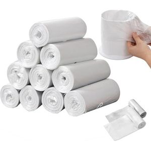 Sadocom Kleine sterke vuilniszakken 300 tellen Bin Liners Badkamer Kantoor Auto Prullenbakken, Mini Prullenbak Vuilniszak voor Desktop Fit 3 liter Afvalbak Hondenpoep, Wit