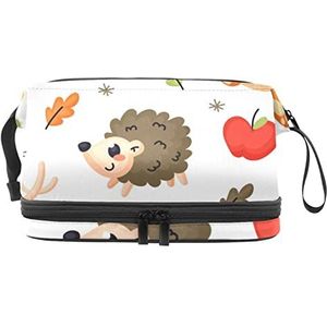 Grote capaciteit reizen cosmetische tas,Herfst Bos Dieren,Make-up tas,Waterdichte make-up tas Organizer, Meerkleurig, 27x15x14 cm/10.6x5.9x5.5 in