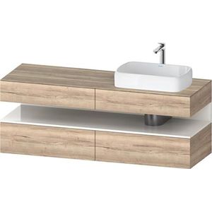 Duravit Qatego console badmeubel, 2 uitschuifelementen, 2 laden, uitsparing rechts, 1600x550x600mm, nis wit hoogglans, QA4778022, Kleur: Gemarmerd eiken/met nisverlichting