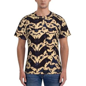 Heren T-shirt vleermuispatroon - slanke ronde hals vochtafvoerend atletisch T-shirt, korte mouwen gym workout top, 3 D, S