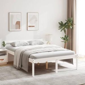 XGWKCNV Furniture select-Senior Bed zonder Matras Wit 140x200cm Massief Hout Grenen