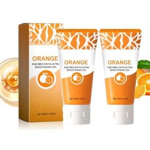 2 stuks Orange Enzyme Exfoliating Gel Scrub, zacht gezicht en lichaamswasmiddel met diep reinigende vochtinbrengende crème, reinigende peeling voor alle huidtypes, verwijdert mee-eters (2 stuks)