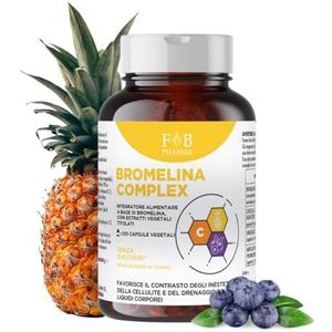 Bromelain Complex Natuurlijk diureticum tegen cellulitis en waterretentie, bevordert de microcirculatie en afwatering, gemaakt in Italië, 120 capsules