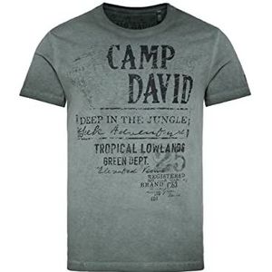 Camp David Herenshirt met ronde hals en logo aan beide zijden, Green Shadow, M