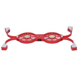 Koelblok voor Laptop, Opvouwbaar in 4 Kleuren, Dubbele Ventilator, Groot Luchtvolume Radiator Koellichaam USB-koeler voor Notebook(rood)