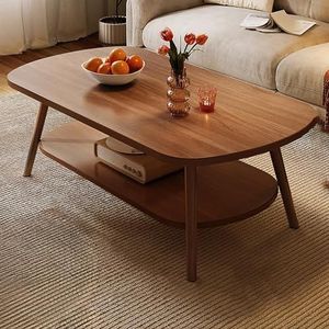Multifunctionele klaptafel, 2-laags ovale salontafel, moderne koffie- en theetafel met opbergvak, mid-century salontafel for de woonkamer(Rosewood,39.37""Lx19.69""Wx16.54""H(100x50x42cm))