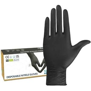 Gedikum Wegwerphandschoenen, wegwerphandschoenen, onderzoekshandschoenen, poedervrij, zonder latex, niet-steriel, latexvrij, blauw/zwart, maat S-XL (1000, zwart, XL)