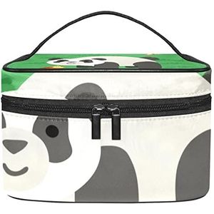 Groene Panda make-up organizer tas, reismake-up tas organizer case draagbare cosmetische tas voor vrouwen en meisjes toiletartikelen, Meerkleurig, 22.5x15x13.8cm/8.9x5.9x5.4in