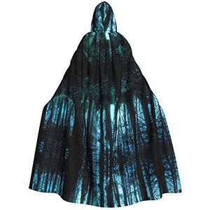 Halloween cape met capuchon, geest, verborgen achter de bomen, cosplay, verkleedkostuum voor Halloween, Kerstmis, kostuumfeest