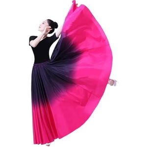 Flamencorok for vrouwen 180/360/540/720 graden volle cirkel swingrok Spaanse danskostuum Volwassen vloeiende geplooide gelaagde rok for optredens Halloweenfeest Rode krijt thema-outfit(Type E_180 DEGR