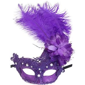 SAVOMA Kerstmis Halloween veren masker carnaval spook masker (kleur: 9kant paars)