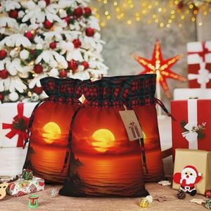 VducK Grote kerstcadeauzakjes voor cadeaus rode zon kerstcadeauzakjes kerstcadeauverpakking herbruikbare kersttassen voor geschenken