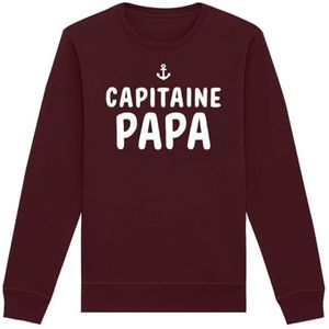 Sweatshirt Captain Papa – Uniseks – Gedrukt in Frankrijk – 100% biologisch katoen – Verjaardagscadeau Papa Original Rigolo, Granaat, S