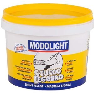 Modolight Professionele plamuurpasta, superlicht, van gebruiksklare pasta voor binnen en buiten, vormbaar, ideaal voor grote spleten, randen en modelbouw, 2,5 l