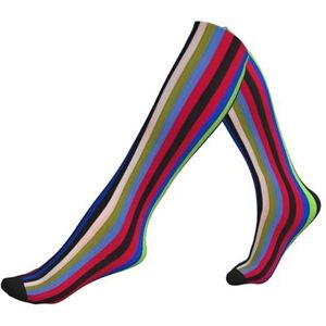 DEXNEL Gekleurde Sokken van de Strepen Verticale Compressie voor Mannen Vrouwen 20-30 Mmhg Compressie Sokken Voor Sportsteun Sokken, 1 zwart, Eén Maat