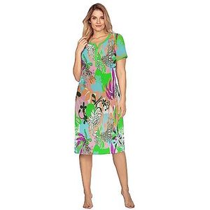 e.Femme® Damesnachthemd met korte mouwen, Monika 1082, van 100% katoen, bloemen, 44