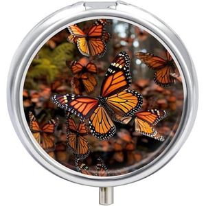 Draagbare Pillendoos Pillendoosje Monarch Vlinders Reizen Pillendoos Kleine Pil Case Dagelijkse Pil Container Pil Organizer Pocket Geneeskunde Doos Leuke Pil Case