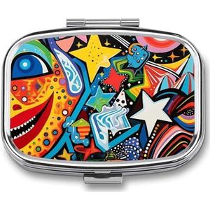 Intense Close-Up Pillendoos Kleine Metalen Pillenetui voor Portemonnee & Pocket 2 Compartiment Pillenorganizer met Spiegel Reizen Pillendoos Medicijndoosje Draagbare Pillencontainer Uniek Gift