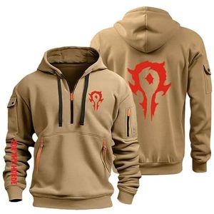 AHYAOFA Heren Gezellige Hoodie Sweatshirt voor The H.or.d.e Jumpers Tops Hoody Sport Uitloper Lange Mouw Hooded Jassen Half Zip Jassen, Khaki-2, 18-20