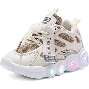 Fashion Kids led lichtgevende schoenen jongens lichtgevende casual sneakers Lichtgewicht Meisjes Platte Glinsterende Sneakers Trekkoord Peuter Peuter Schoenen: (Color : bruin, Size : 22 EU)