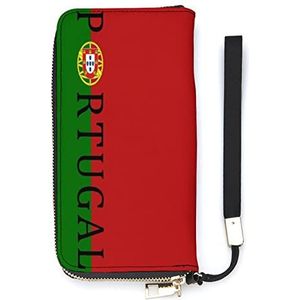 Portugal Voetbal Dames Portemonnee Lederen Bifold Portemonnee Creditcard Clutch met Rits Pocket Polsband Handtas Gift voor Mannen