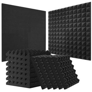 VEVOR Akoestische schuimpanelen, set van 24, 30,5 x 30,5 x 5 cm, geluiddichte piramidewandpanelen, brandwerende akoestische panelen, geluidsdempende absorberende panelen voor studiomuur en plafond,
