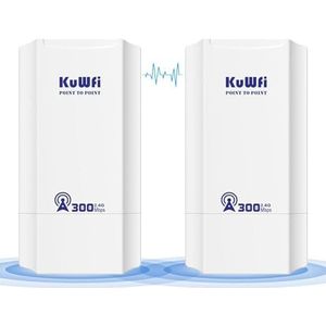 KuWFi - Draadloze Bridge - Indoor & Outdoor - 300 Mbps - 2x 100 Mbps Poort - 1 KM Lange Repeater