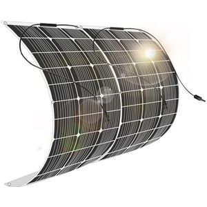 200W 12V (2 stuks 100W) flexibel monokristallijn zonnepaneel met zonnekabel waterdichte fotovoltaïsche module voor niet-vlakke ondergrond, caravan en dak.