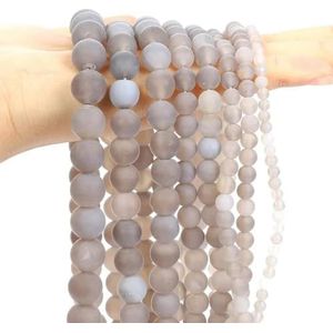 Natuurlijke zwarte steenkralen Obsidiaan Lava Labradoriet es Hematiet Losse Spacer Kralen voor Sieraden Maken DIY Armbanden Ketting-Frosted Grey e-8mm - ongeveer 45 stuks