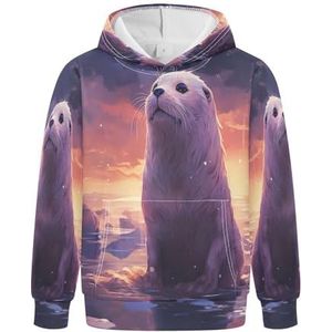 KAAVIYO Schattige zeedieren hoodies atletische sweatshirts met capuchon schattig 3D-print voor meisjes jongens, Patroon, S