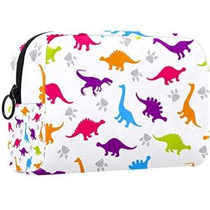 Cosmetische tas voor dames,kleine make-uptas voor portemonnee,Poten kleurrijke dinosaurus,Cosmetische reistas,make-uptasje