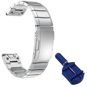 Fit for Garmin Fenix ​​7X7 7S 6 6S 6X Pro 5X5 5S Plus Epix 2 MK2 Roestvrij Stalen Armband QuickFit 20/22/26mm Metalen Horloge Band Strap (Color : Silver 2, Size : Forerunner 955 945)