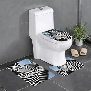 GeRRiT Zebra bedrukt 3 stuk badkamer tapijten set badkamer matten