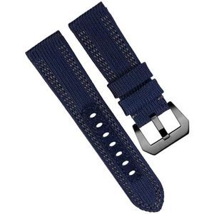 INSTR Nylon lederen Horlogebandje Voor Panerai Pam00984 00985 PAM111 PAM441 Stealth zool Armband Accessoire 24 26mm grote maat voor mannen(Blue gray black)