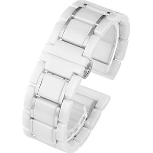 COEPMG Keramische roestvrijstalen band 20 mm 22 mm 16 mm 18 mm snelsluiting horlogebanden (kleur: wit x zilver, maat: 18 mm)