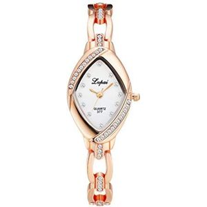 UKCOCO Dames Horloges - P128 dames strass horloges stalen armband analoge quartz (roze wit)