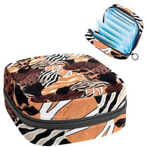 Opbergtas voor maandverband, maandverband, menstruatiecup zakje, organizer voor vrouwelijke pads, tampons, luipaardgiraf en zebrahuid