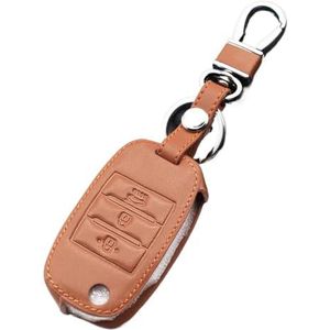 Sleutelbehuizing Lederen Sleutelhoes Sleuteltas Sleutelhoes Voor Ceed Voor Sorento Voor Cerato K3 K3S K4 K5 KX3 Voor Sportage KX5 3Knoppen Afstandsbediening Autosleutelhoesje(Brown)