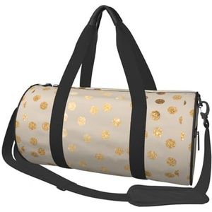 Beige en goud glitter polka dot, grote capaciteit reizen plunjezak ronde handtas sport reistas draagtas fitness tas, zoals afgebeeld, Eén maat