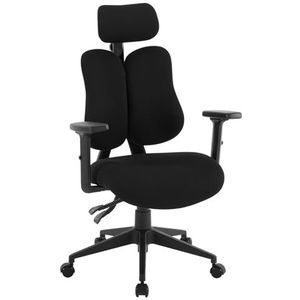 WOLTU BS151sz Ergonomische bureaustoel met gedeelde rugleuning, ademende draaistoel van mesh, verstelbare hoofdsteun, armleuningen, ligfunctie, 150 kg belastbaar, zwart
