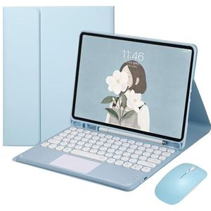 Toetsenbordhoes voor Samsung Galaxy Tab S10 FE Plus 13.1 inch 2025, Magnetisch Afneembaar Draadloos Toetsenbord met Bluetooth Muis,Blauw