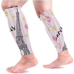 EZIOLY Paris Eiffeltoren Sport Kalf Compressie Mouwen Been Compressie Sokken Kalf Guard voor hardlopen, Fietsen, Moederschap, Reizen, Verpleegkundigen
