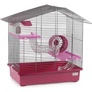 Decorwelt Hamsterstokken, roze, buitenmaten, 58,5 x 38,5 x 55 cm, knaagkooi, hamster, plastic kleine dieren, kooi met accessoires
